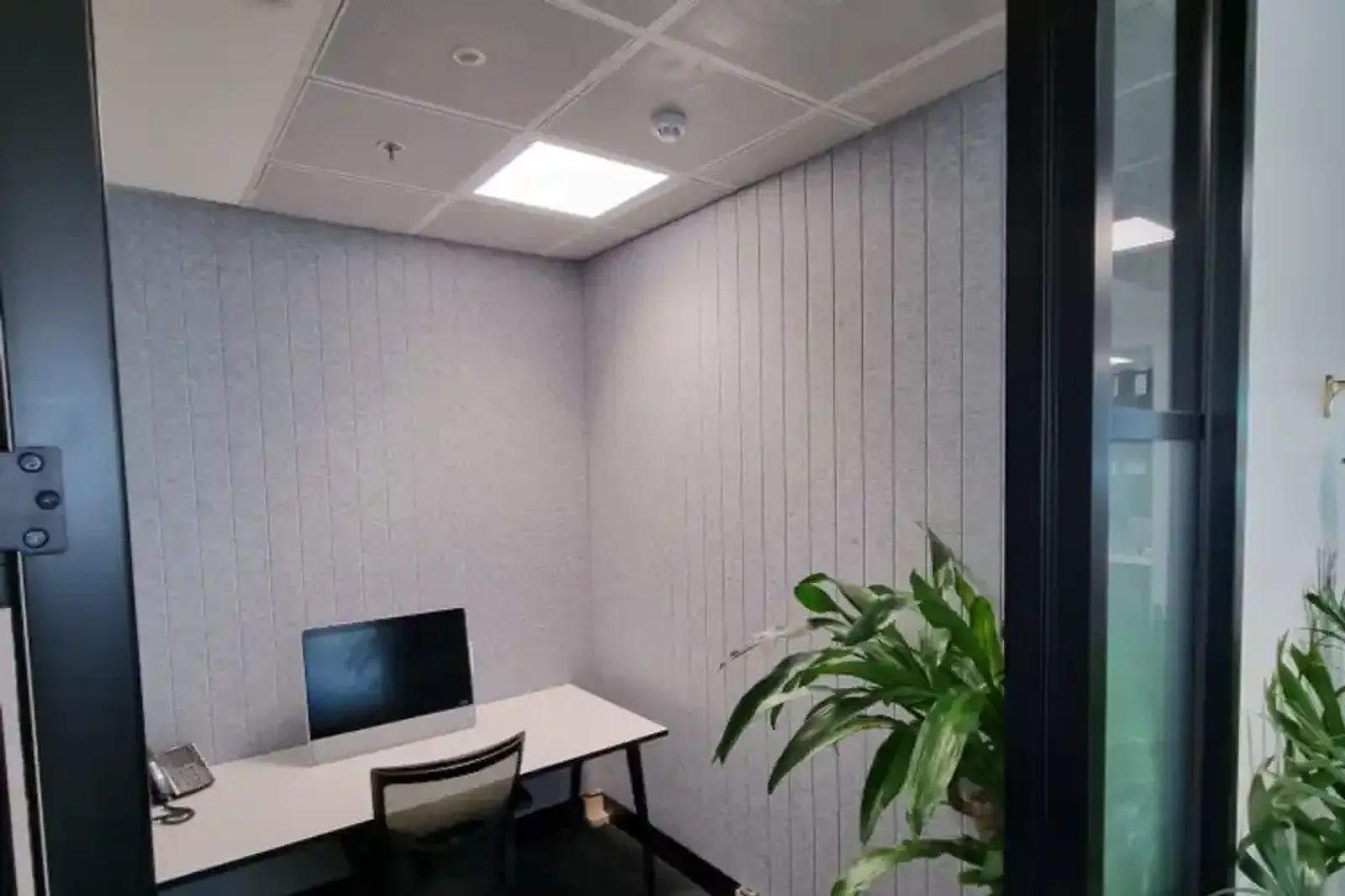Acoustic wall panels installed in a commercial office room