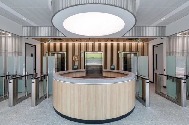 Finlay Crisp Lobby: Fire-Rated Timber Slat & Fin Solutions | Acoustic Panels Australia